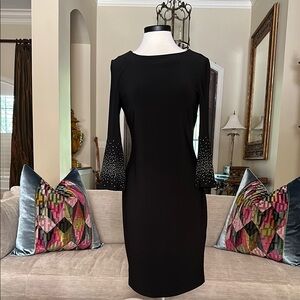 Joseph Ribkoff Black Sheath Dress with Bell Sleeves